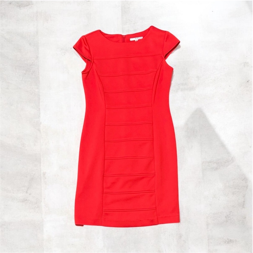 Studio One Vibrant Red Cap Sleeve Mini Dress